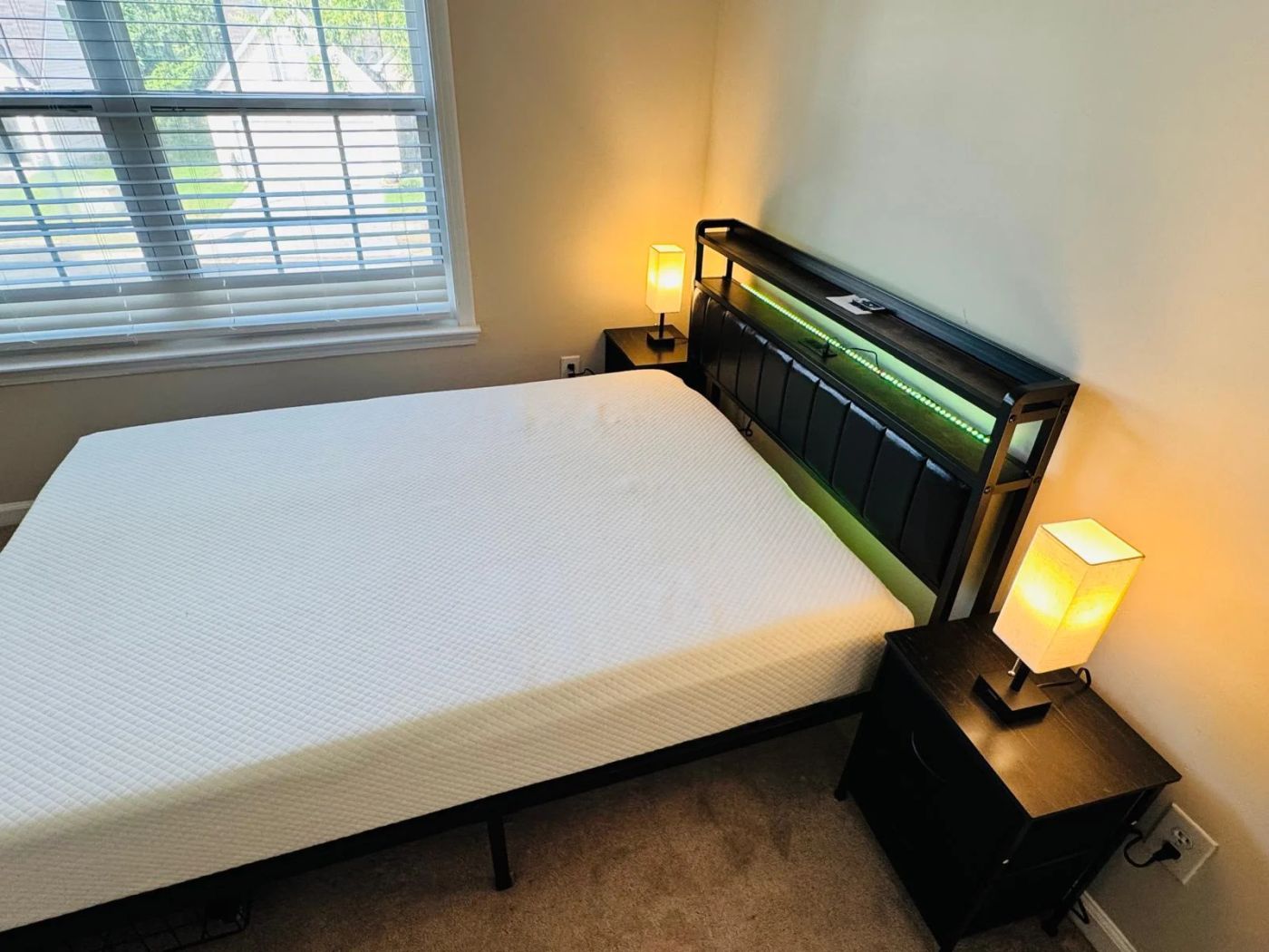 Bed and nightstand